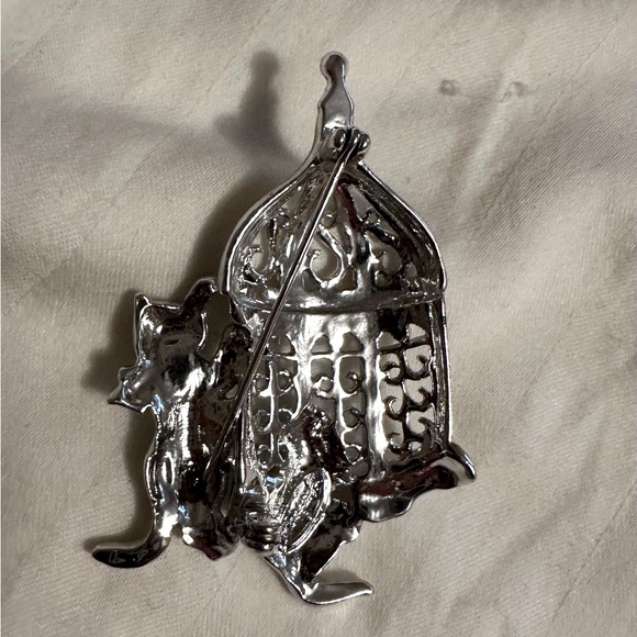 Danecraft Brushed Silver Tone Cat Brooch - Picture 7 of 7